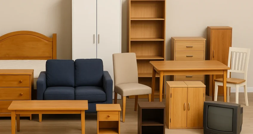 شراء أثاث مستعمل سلوى يشمل قطع أثاث منزلية متفرقة مثل غرف النوم، الكنب، الطاولات، والخزائن المستعملة بالكويت